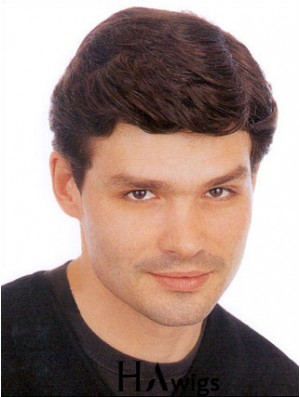 Human Hair Short Wavy Man Toupee