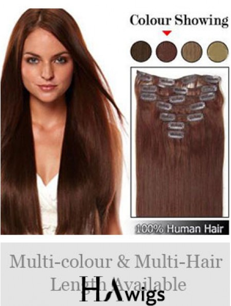 Hairstyles Auburn Straight Remy Human Hair Clip In Hair Extensions