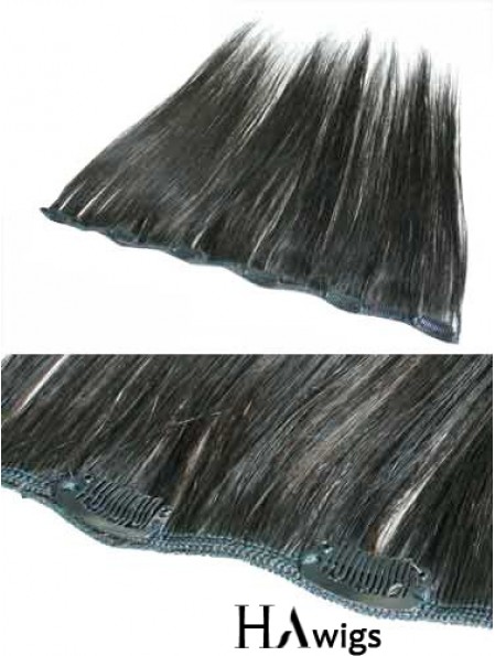 Fabulous Black Straight Remy Human Hair Clip In Hair Extensions