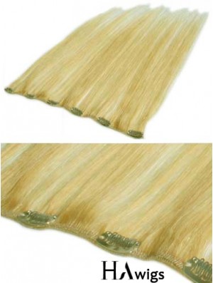 Affordable Blonde Straight Remy Human Hair Clip In Hair Extensions