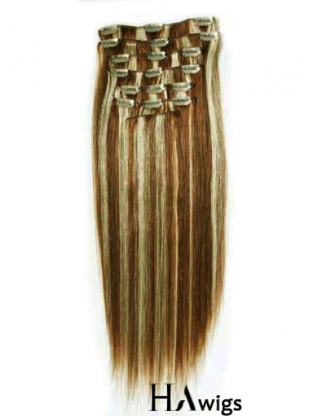 New Brown Straight Remy Human Hair Clip In Hair Extensions