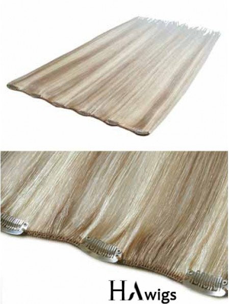 Convenient Blonde Straight Remy Human Hair Clip In Hair Extensions