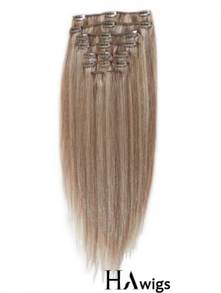 Great Blonde Straight Remy Human Hair Clip In Hair Extensions