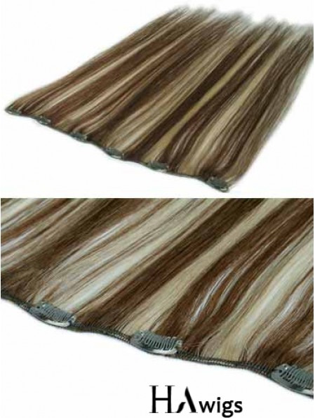 Hair Extensions Clip In Brown Color Straight Style With Remy
