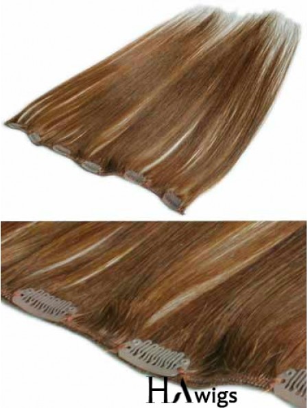 Comfortable Brown Straight Remy Human Hair Clip In Hair Extensions