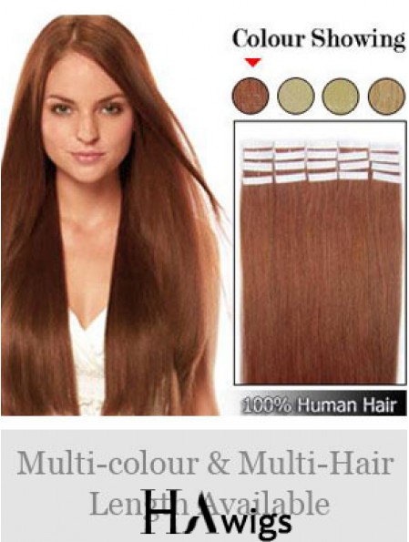 Auburn Straight Ideal Remy Human Hair Tape In Hair Extensions