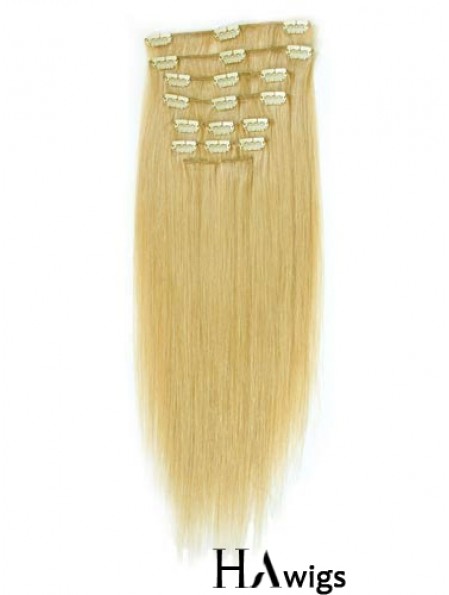 Suitable Blonde Straight Remy Human Hair Clip In Hair Extensions