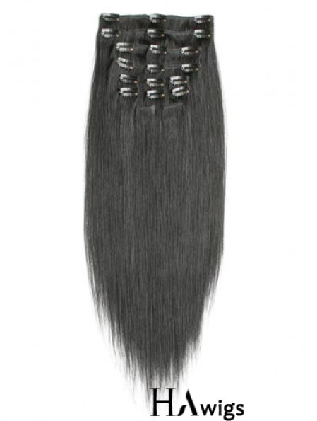 Incredible Black Straight Remy Human Hair Clip In Hair Extensions