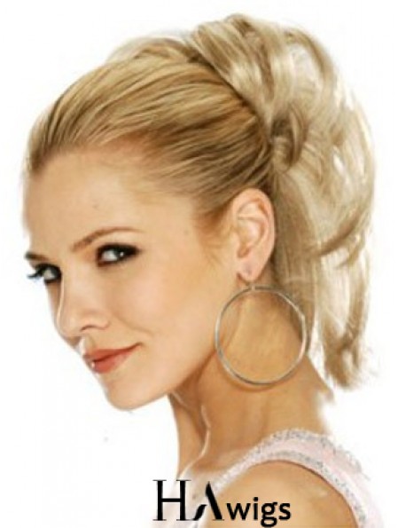 Hairpieces Clip In Blonde Color Straight Style With Synthetic