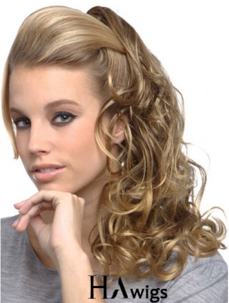 Amazing Blonde Curly Synthetic Clip In Hairpieces