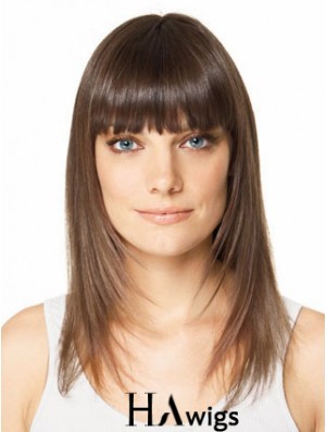 Clip In Hairpieces For Short Hair Brown Color Straight Style