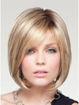 Affordable Bob Wigs Remy Human Chin Length Blonde Color Straight Wig