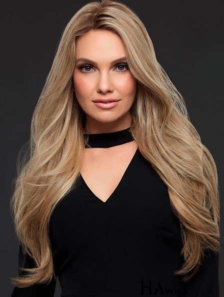 Human Hair Women Lace Front Wig Good Blonde Long Wavy Wig 24 Inches