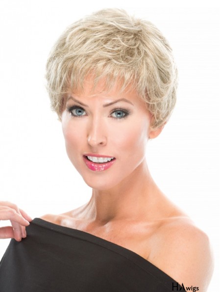 100% Hand-tied 4 inch Wavy Blonde Great Short Wigs