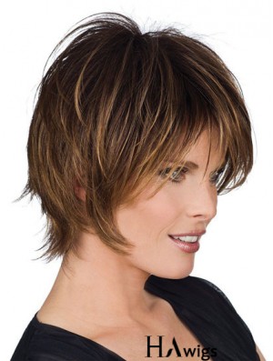 Real Human Hair Wigs With Capless Layered Cut Short Length