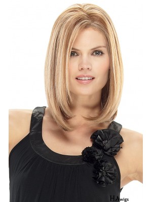 Human Straight Wigs For Cheap With Lace Front Blonde Color Shoulder Length