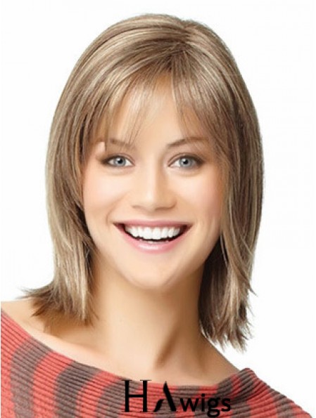 Short Bob Wigs Human Hair Shoulder Length Straight Style With Capless