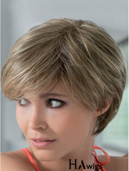 Mono Human Hair Wigs With Lace Front Short Length Boycuts