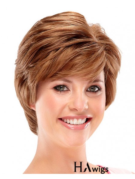 Designed Auburn Short Wavy Layered 6 inch Human Hair Wigs