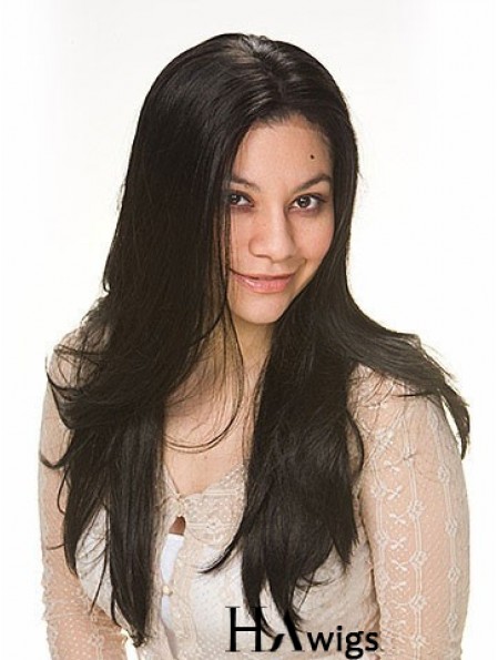 Black Human Hair Wig With Capless Blac Color Straight Style