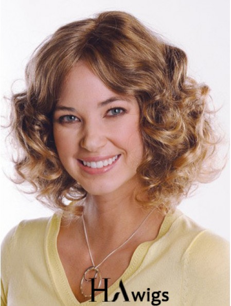 Synthetic Curly Chin Length Capless Curly Style Brown Color