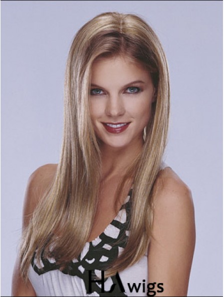 Half Blonde Wig Lace Front Long Length Straight Style