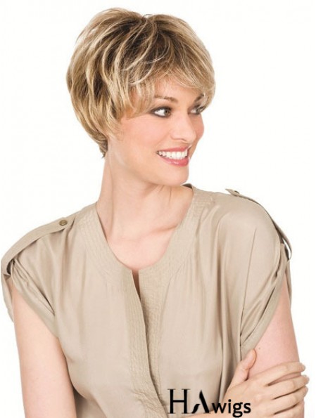 Human Hair Blonde Wigs With Lacr Front Chin Length Straight Style