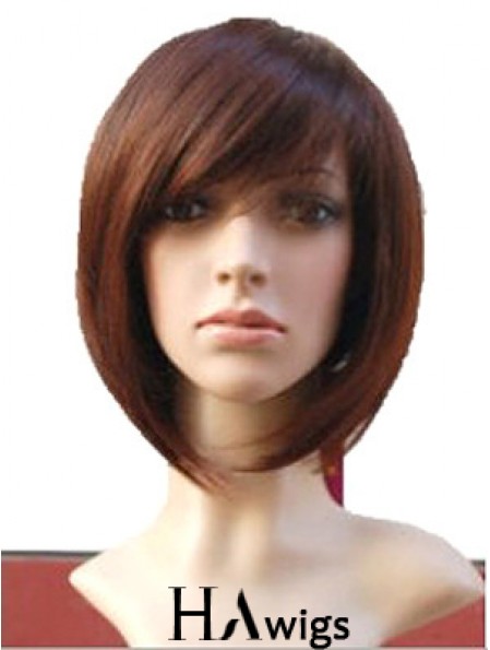 Auburn 10 inch Wavy Short Remy Human Hair Monofilament Bob Wigs