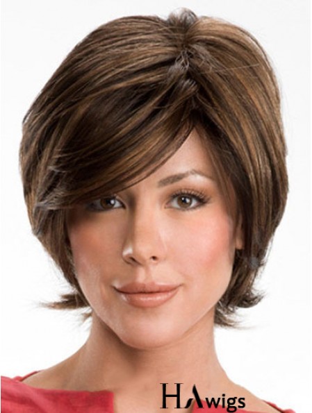 Dark Brown Layerd Cut Ladies Synthetic Wigs With Capless Wavy Style