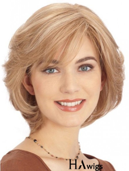 Ladies Human Hair Mono Wig Layered Cut Straight Style Chin Length Canada