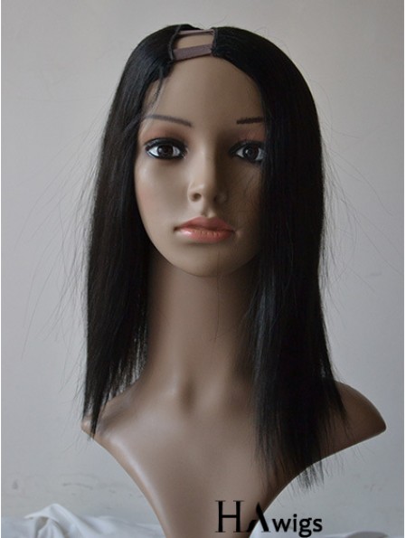 14 inch Lace Front Straight Black Ideal U Part Wigs