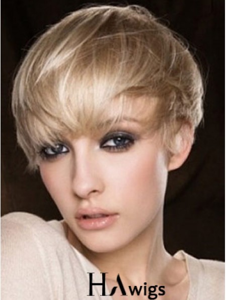 Blonde Human Hair Wig Cropped Length Straight Style Boycuts