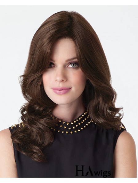 Natural Wigs Brown Color Long Length Wavy Style With Capless