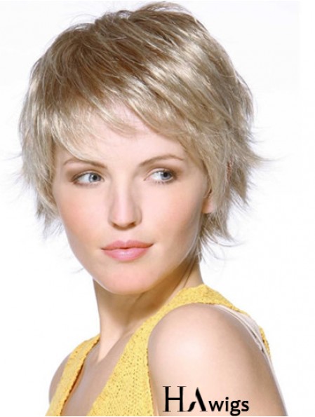  Designed Blonde Straight Chin Length Lace Front Wigs