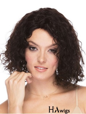 Curly Brazilian Human Hair Shoulder Length Brown Color