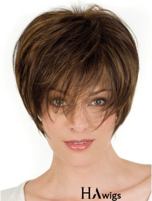 Human Hair Brown Wigs With Lace Front Wavy Style