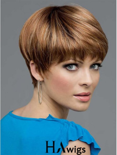 Brown Cropped Straight Boycuts Lace Front Wigs Cheap