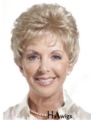 Real Hair Wigs For Older Women Cropped Length Auburn Color Classic Cuts