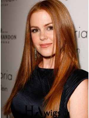 Copper 100% Hand Tied Without Bangs Long Straight 20 inch Online Human Hair Wigs For Isla Fisher
