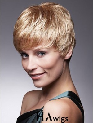 Short Blonde Wig With Capless Remy Cropped Length Boycuts