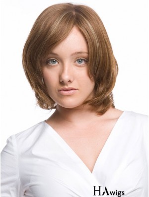 Monofilament Wavy With Bangs Chin Length Comfortable Human Hair Wigs