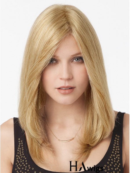 Blonde Long Great Straight Without Bangs Lace Wigs