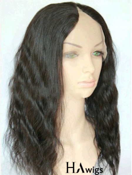 16 inch Lace Front Wavy Black Suitable U Part Wigs