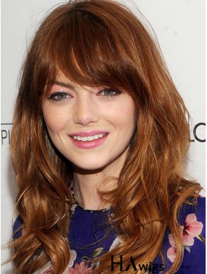 Human Hair Emma Stone Wig Full Wig Cropped Color Wavy Style With Bangs