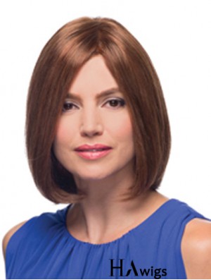 Chin Length Auburn Bobs Straight Cheap Monofilament Human Wigs