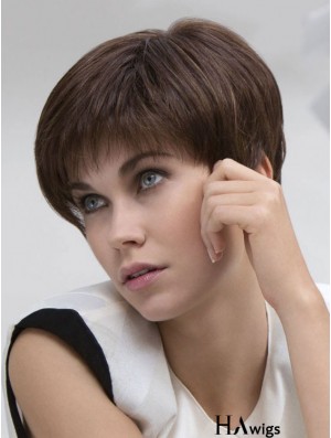 Brown Straight Cropped Boycuts Lace Front Cheap Wigs UK Sale