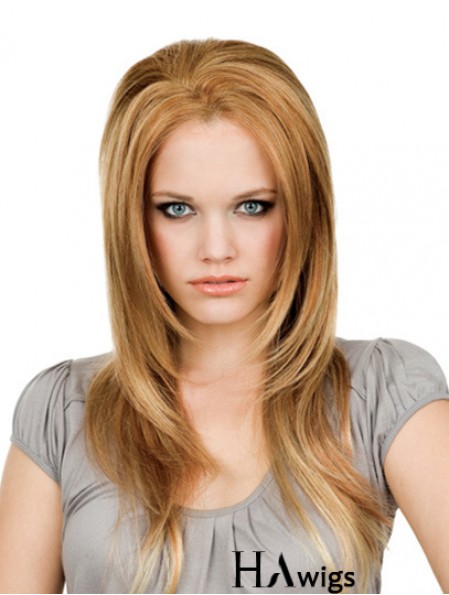  Remy Human Hair Lace Front Blonde Modern Long Wigs