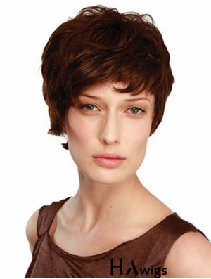 6 inch Brown Short Boycuts Wavy Fashionable Lace Wigs