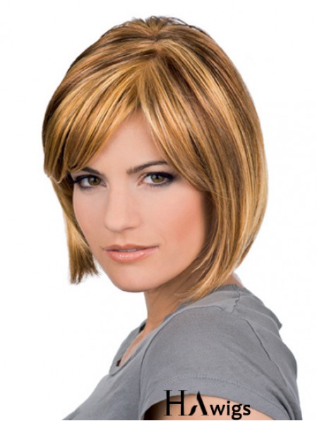 Chin Length Blonde Sleek 10 inch Wavy Bob Wigs