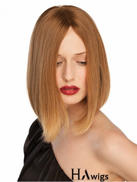 10 inch Blonde Chin Length Without Bangs Straight Convenient Lace Wigs